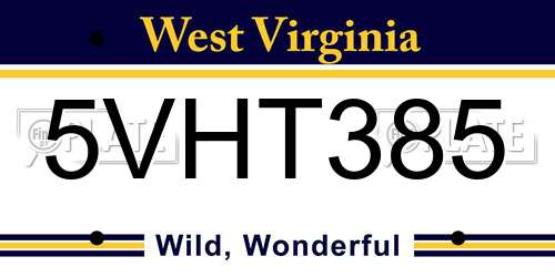 5VHT385 West Virginia License Plate