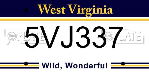 5VJ337 West Virginia License Plate