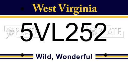 5VL252 West Virginia License Plate