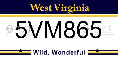 5VM865 West Virginia License Plate