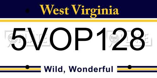 5VOP128 West Virginia License Plate