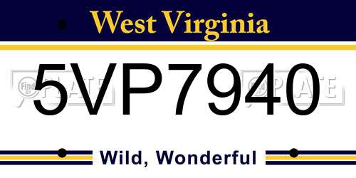 5VP7940 West Virginia License Plate