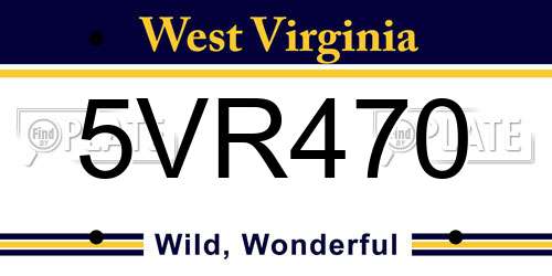 5VR470 West Virginia License Plate
