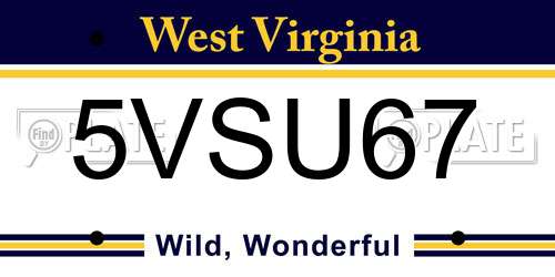 5VSU67 West Virginia License Plate