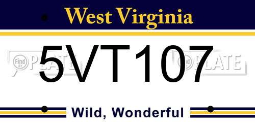5VT107 West Virginia License Plate