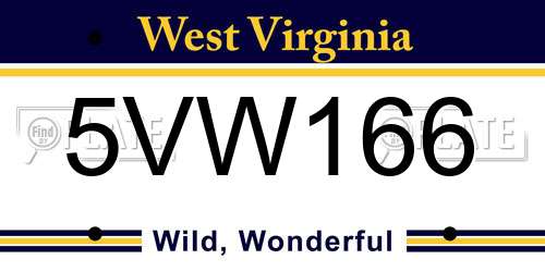 5VW166 West Virginia License Plate