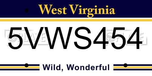 5VWS454 West Virginia License Plate