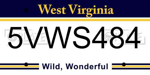 5VWS484 West Virginia License Plate