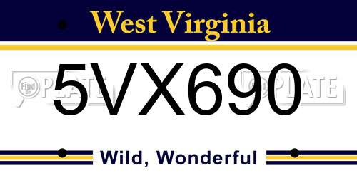 5VX690 West Virginia License Plate