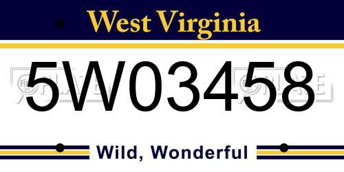5W03458 West Virginia License Plate