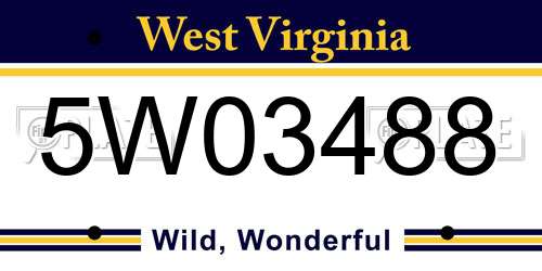 5W03488 West Virginia License Plate