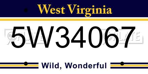 5W34067 West Virginia License Plate