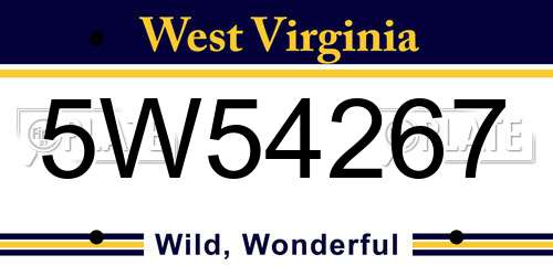 5W54267 West Virginia License Plate