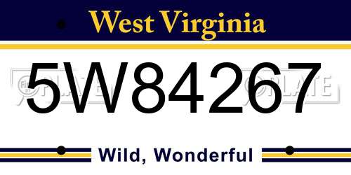 5W84267 West Virginia License Plate