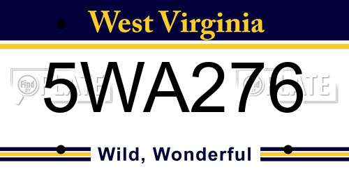 5WA276 West Virginia License Plate