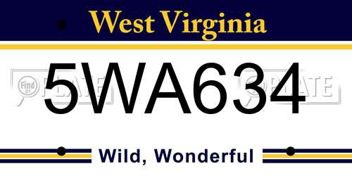 5WA634 West Virginia License Plate