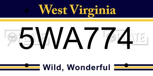 5WA774 West Virginia License Plate
