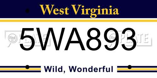 5WA893 West Virginia License Plate