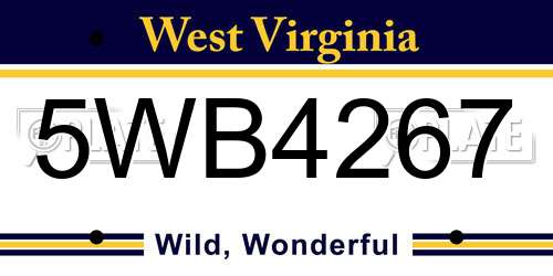 5WB4267 West Virginia License Plate