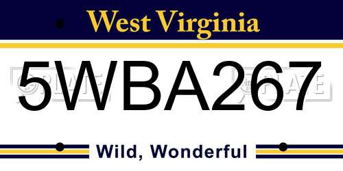 5WBA267 West Virginia License Plate