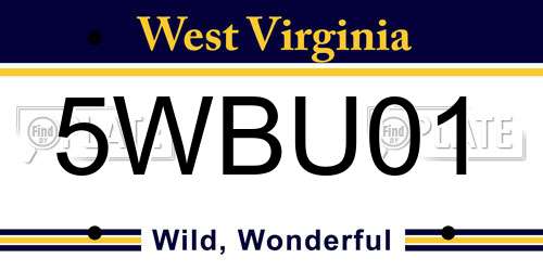 5WBU01 West Virginia License Plate
