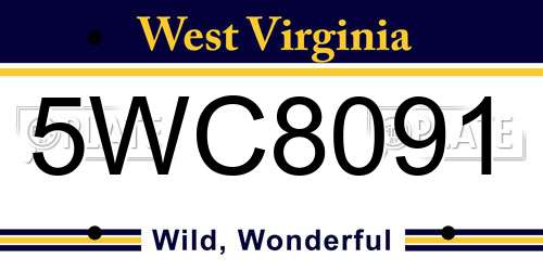 5WC8091 West Virginia License Plate