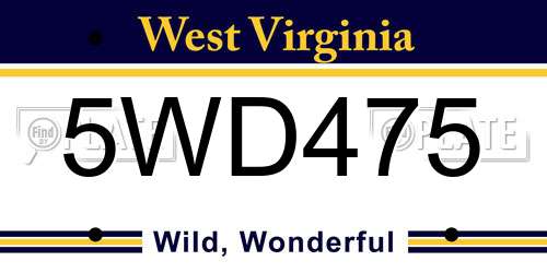 5WD475 West Virginia License Plate