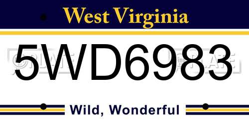 5WD6983 West Virginia License Plate