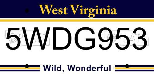 5WDG953 West Virginia License Plate