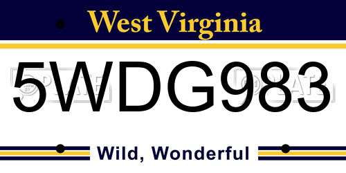 5WDG983 West Virginia License Plate