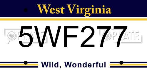 5WF277 West Virginia License Plate