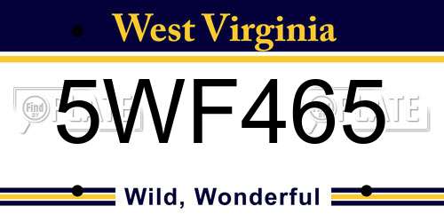 5WF465 West Virginia License Plate