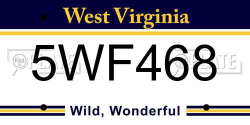 5WF468 West Virginia License Plate