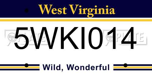 5WKI014 West Virginia License Plate