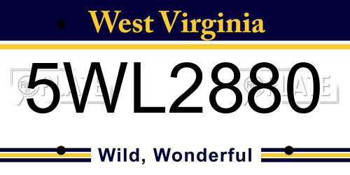 5WL2880 West Virginia License Plate