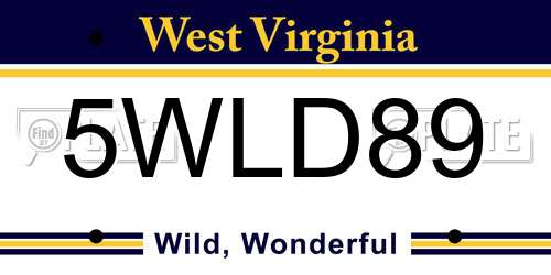 5WLD89 West Virginia License Plate