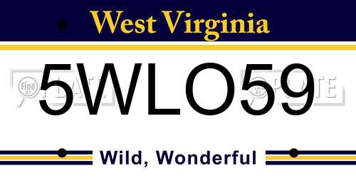 5WLO59 West Virginia License Plate