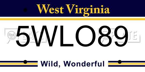 5WLO89 West Virginia License Plate