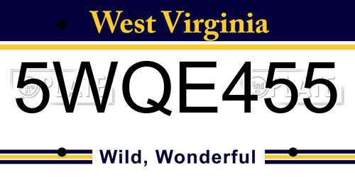 5WQE455 West Virginia License Plate
