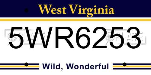5WR6253 West Virginia License Plate