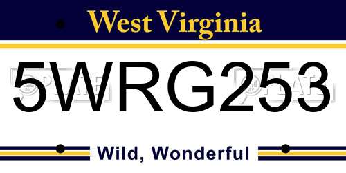 5WRG253 West Virginia License Plate
