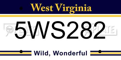 5WS282 West Virginia License Plate