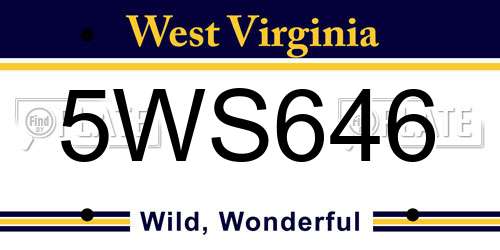 5WS646 West Virginia License Plate