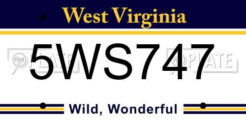5WS747 West Virginia License Plate