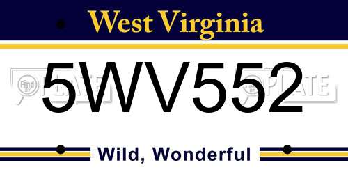 5WV552 West Virginia License Plate