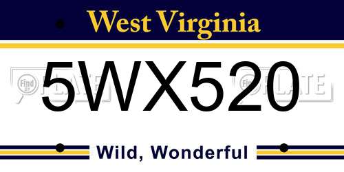5WX520 West Virginia License Plate