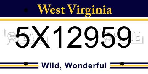 5X12959 West Virginia License Plate