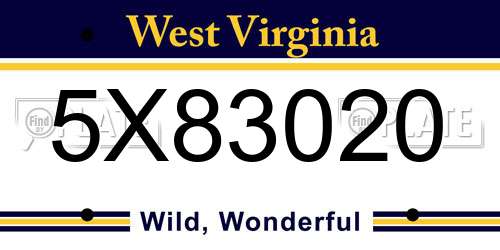 5X83020 West Virginia License Plate
