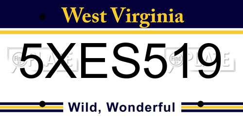 5XES519 West Virginia License Plate