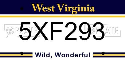 5XF293 West Virginia License Plate